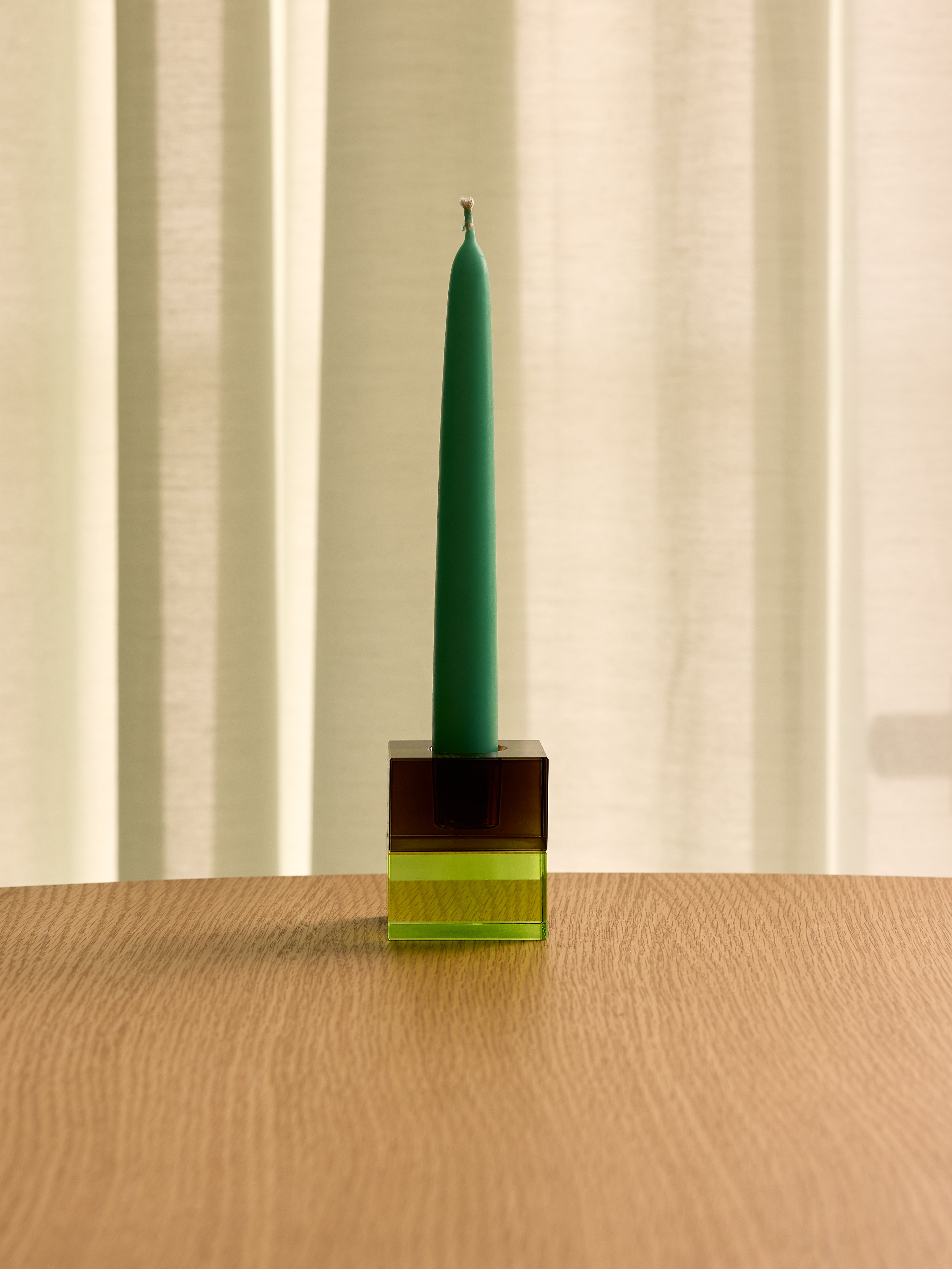 Block Lysestager Brun/Green &amp; Gray/Lyserød (sæt af 2) - 5x5h6cm