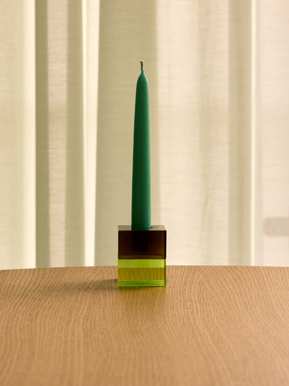 Block Lysestager Brun/Green &amp; Gray/Lyserød (sæt af 2) - 5x5h6cm