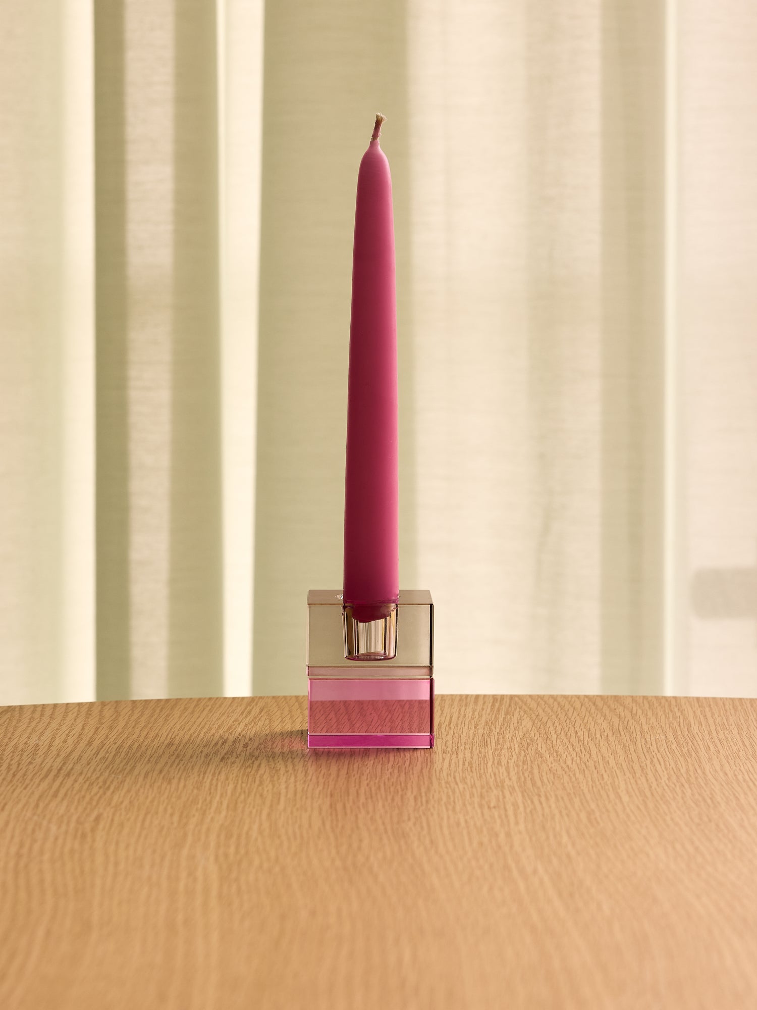 Block Lysestager Brun/Green &amp; Gray/Lyserød (sæt af 2) - 5x5h6cm