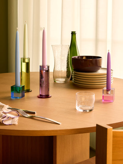 Cut Lysestager Lilla (sæt af 2) - ø7xh16cm, ø7xh18cm