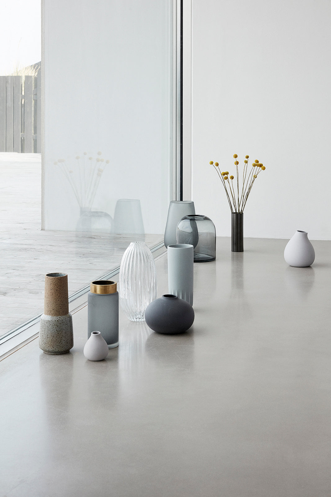 Gleaming Vase Grå (sæt af 3) - ø7xh10, ø7xh16, ø7xh20cm