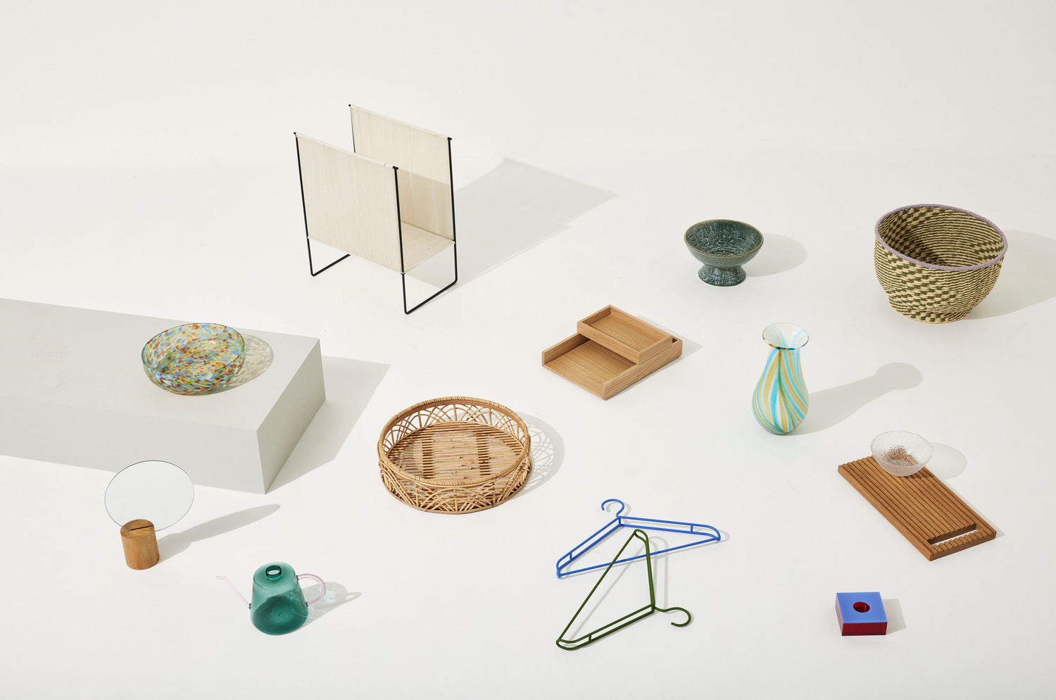 Peppy Kurve Natur/Grøn (sæt af 2) - ø34xh21, ø38xh26cm