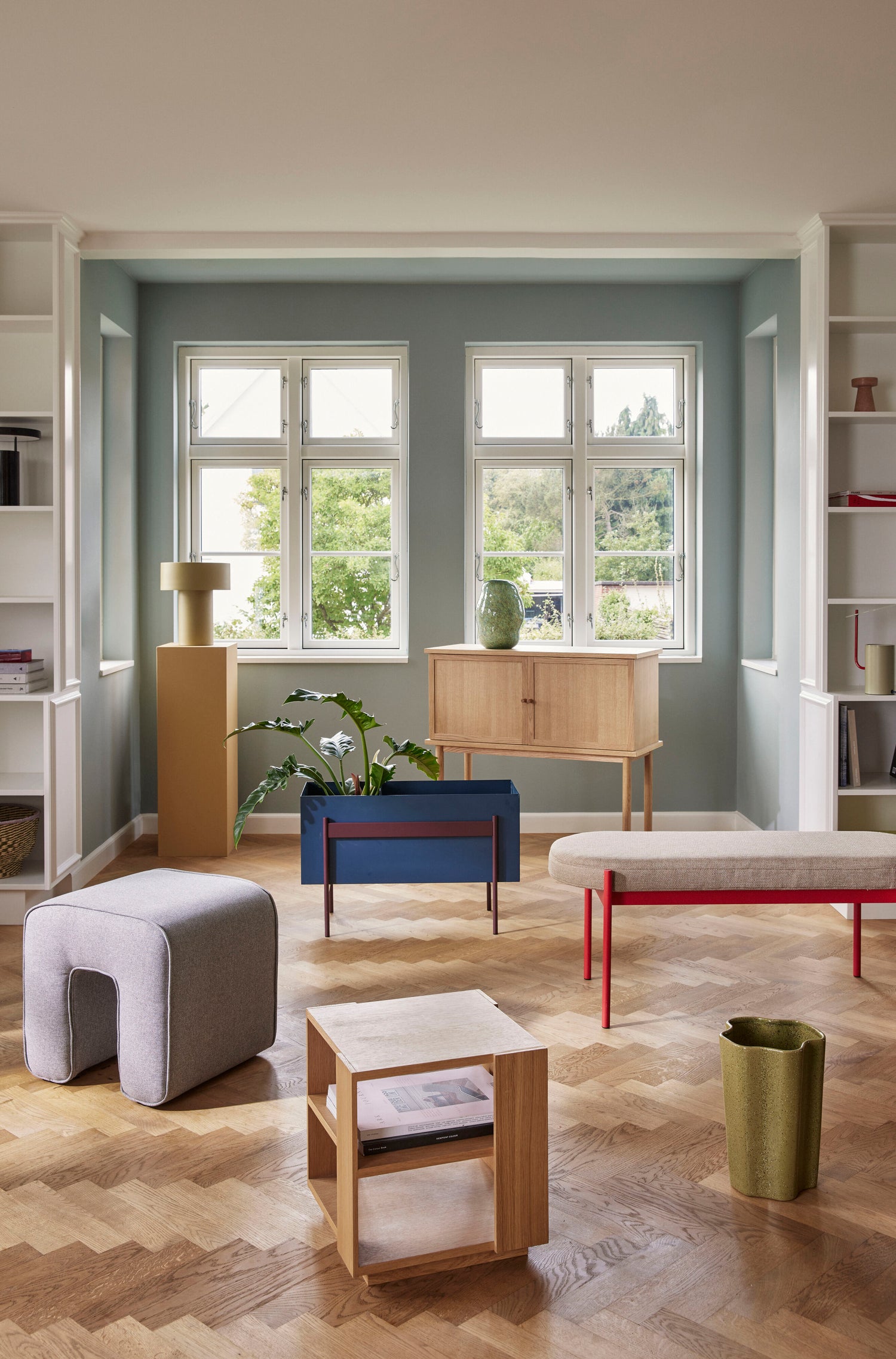 Peppy Kurve Natur/Grøn (sæt af 2) - ø34xh21, ø38xh26cm