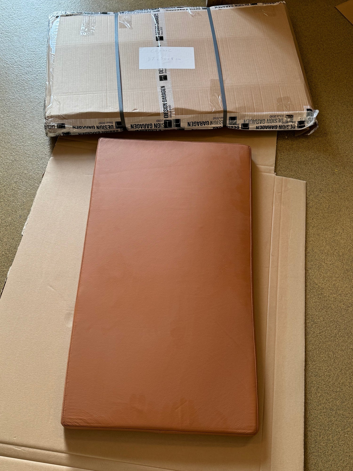 Cognac læderhynde 87x50x4 cm