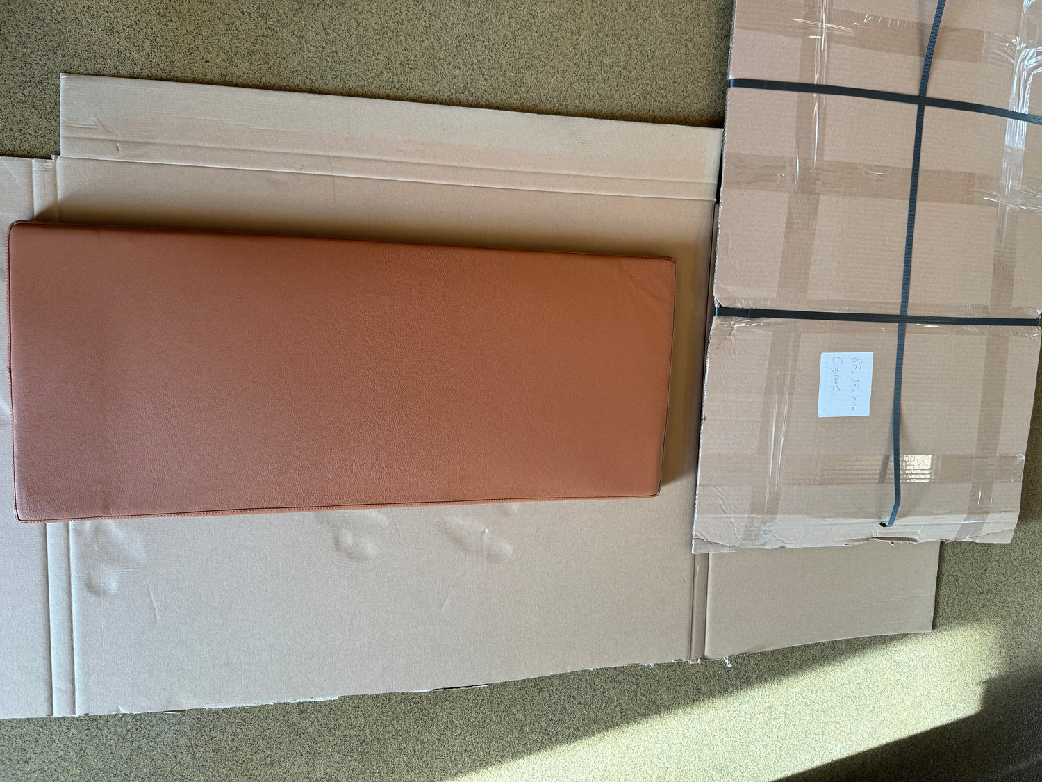 Cognac læderhynde 87x37x3 cm