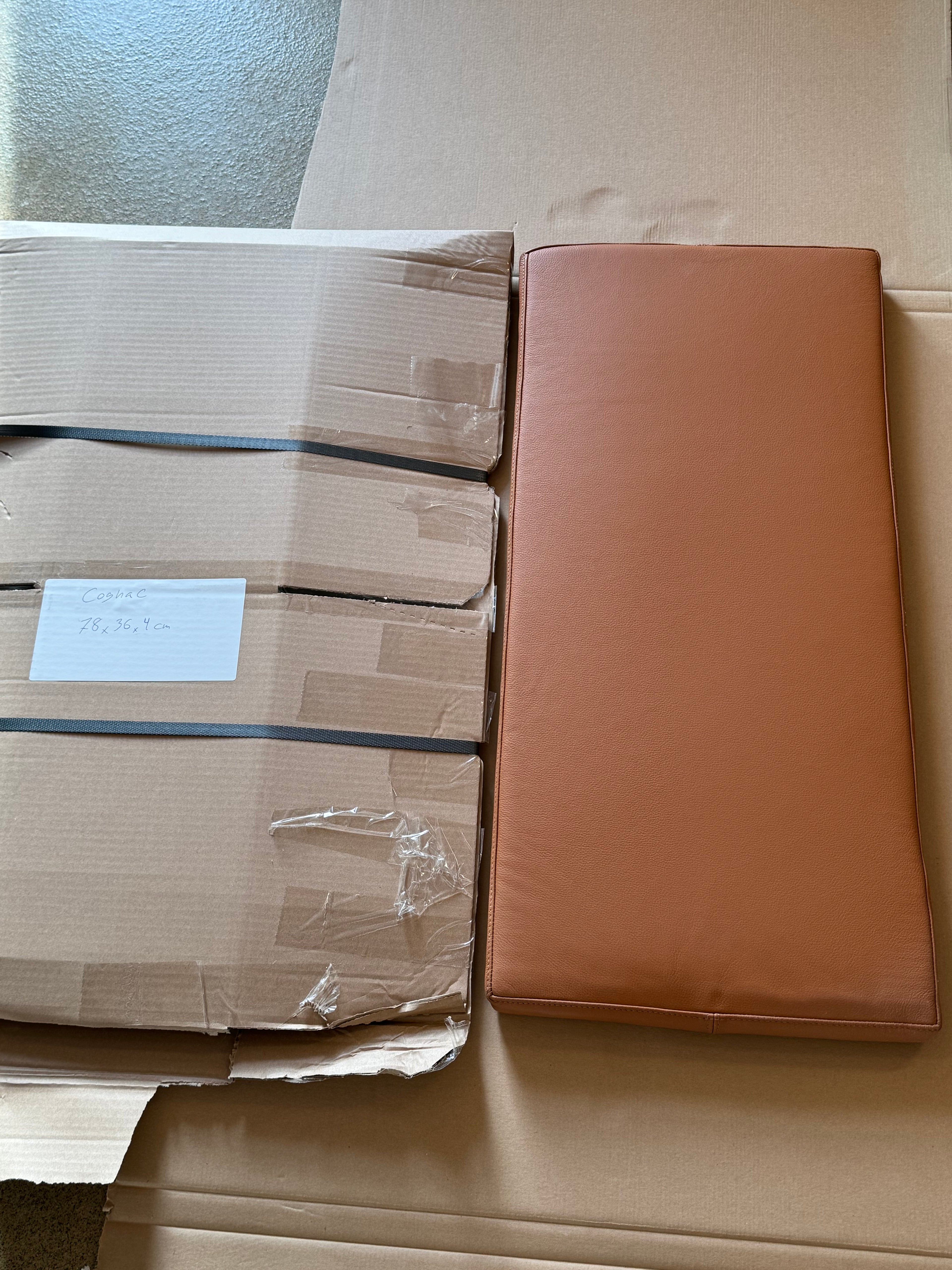 Cognac læderhynde 78x36x4 cm