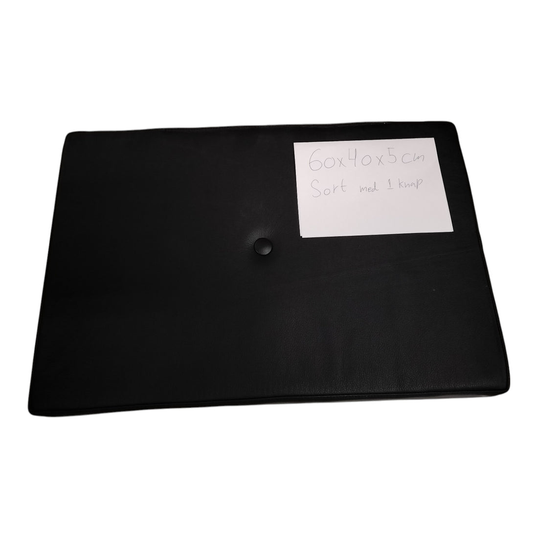 Restparti - 60x40x5 cm med 1 knap i sort læder