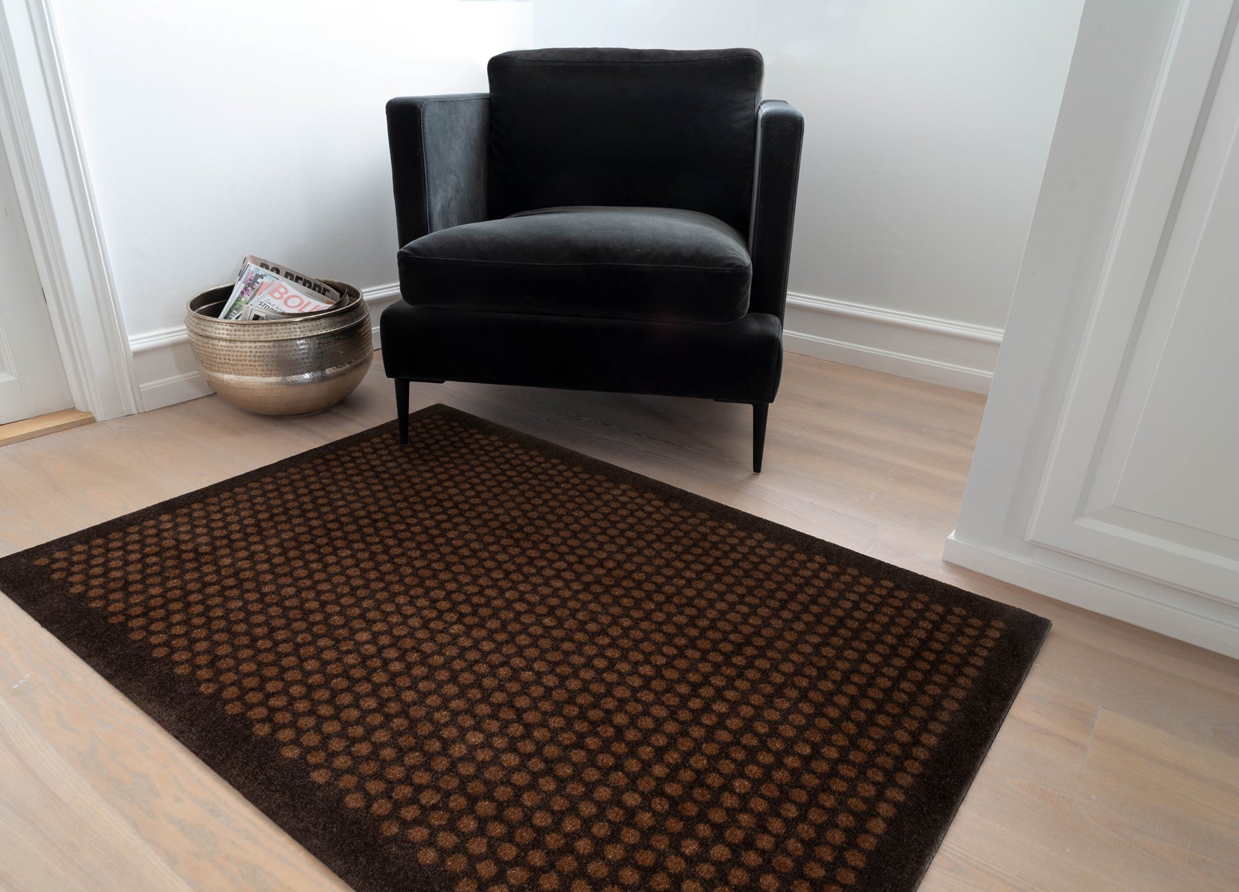 NYHED - TÆPPE/MÅTTE 90 x 130 CM - DOT/COGNAC-DARK BROWN