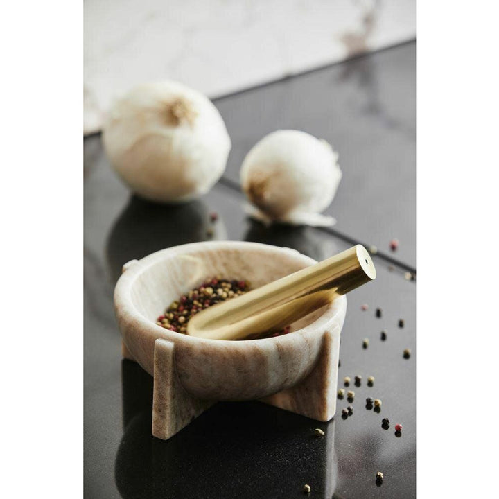 Nordal ROCOTO morter i marmor - h8 cm - brun