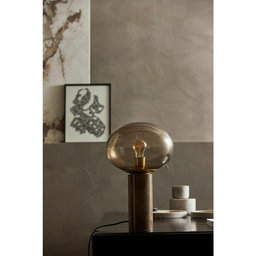 Nordal BES bordlampe i marmor med glas - h45 cm - Røgfarvet/brun