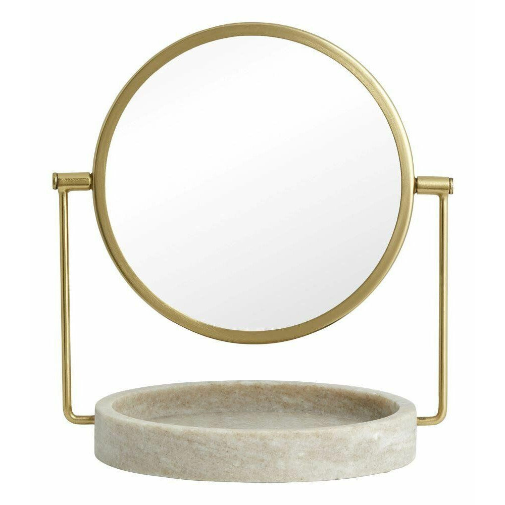 Nordal HAJA bordspejl - H28,5 cm - Brun marmor/guld