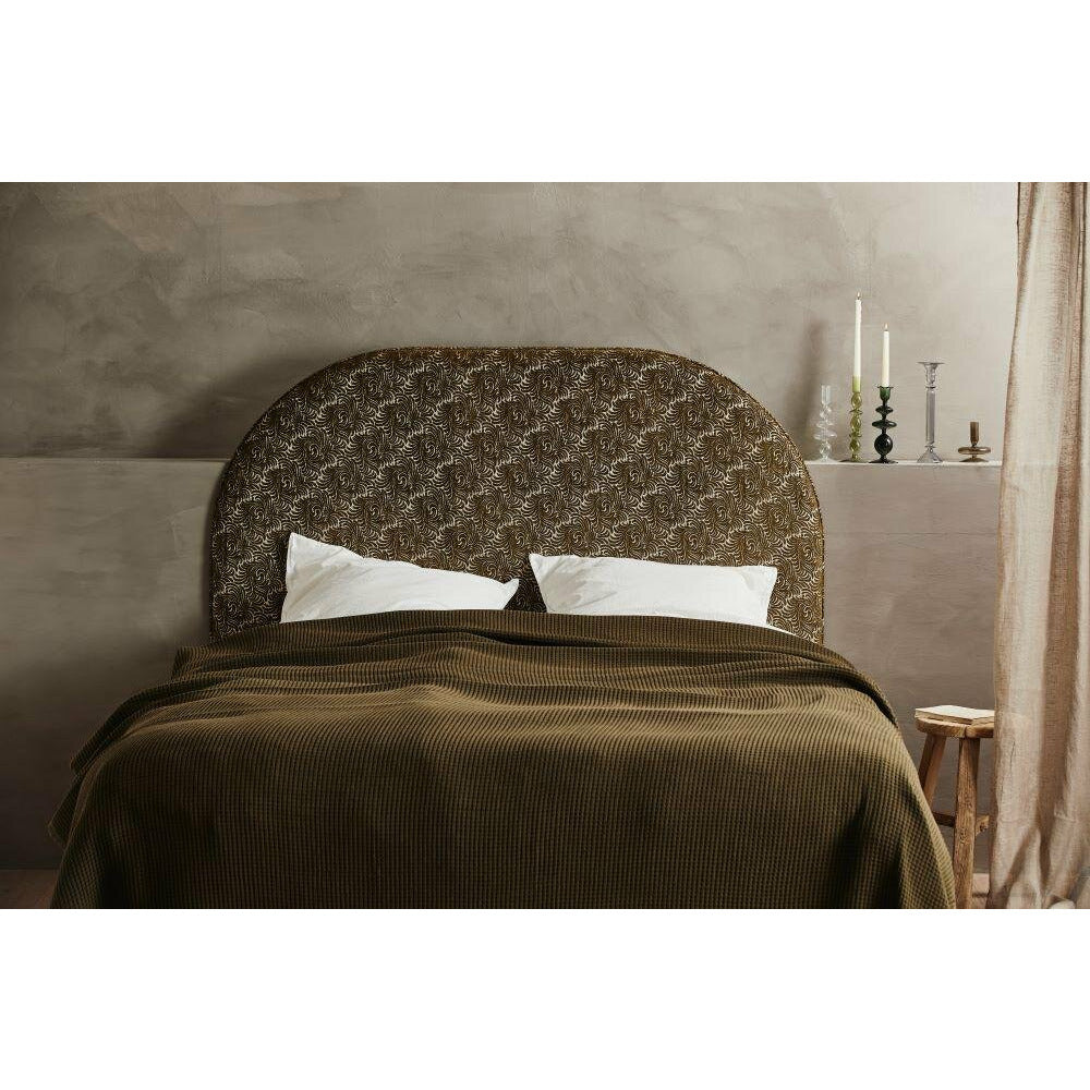 Nordal NEVA sengegavl m/jacquard stof - 181 cm - Olivengrøn/gylden