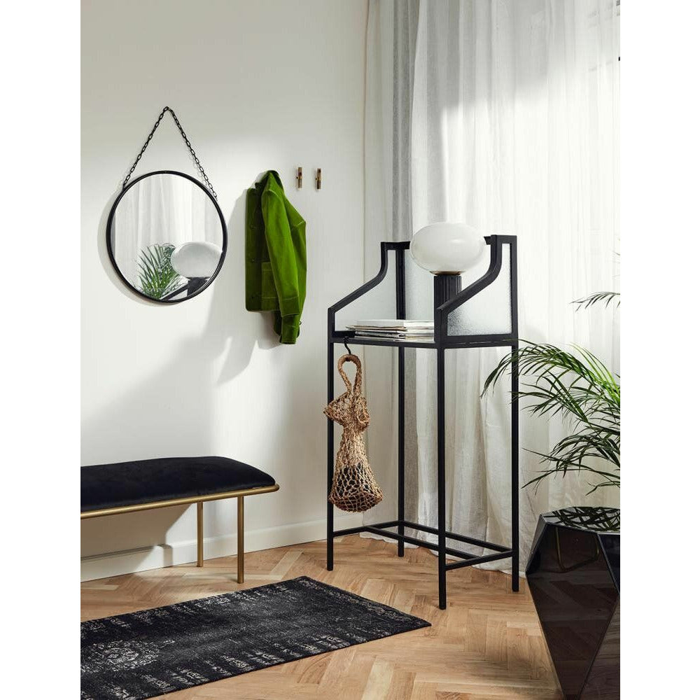 Nordal WARM bænk m/gyldent stel og velour - l122 cm - sort