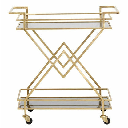 Nordal TROLLEY rullebord i jern - 44x76 cm - guld/sort glas - Nordal - DesignGaragen.dk