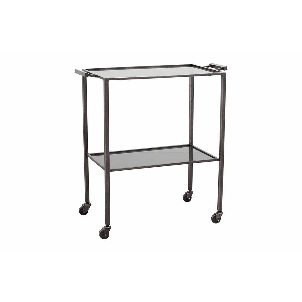 Nordal TONE rullebord i jern m/sorte glashylder - 73x41 cm - grå/sort