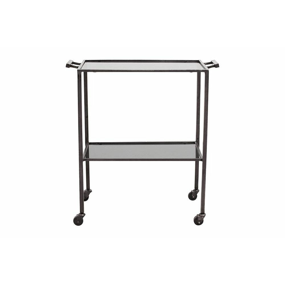 Nordal TONE rullebord i jern m/sorte glashylder - 73x41 cm - grå/sort