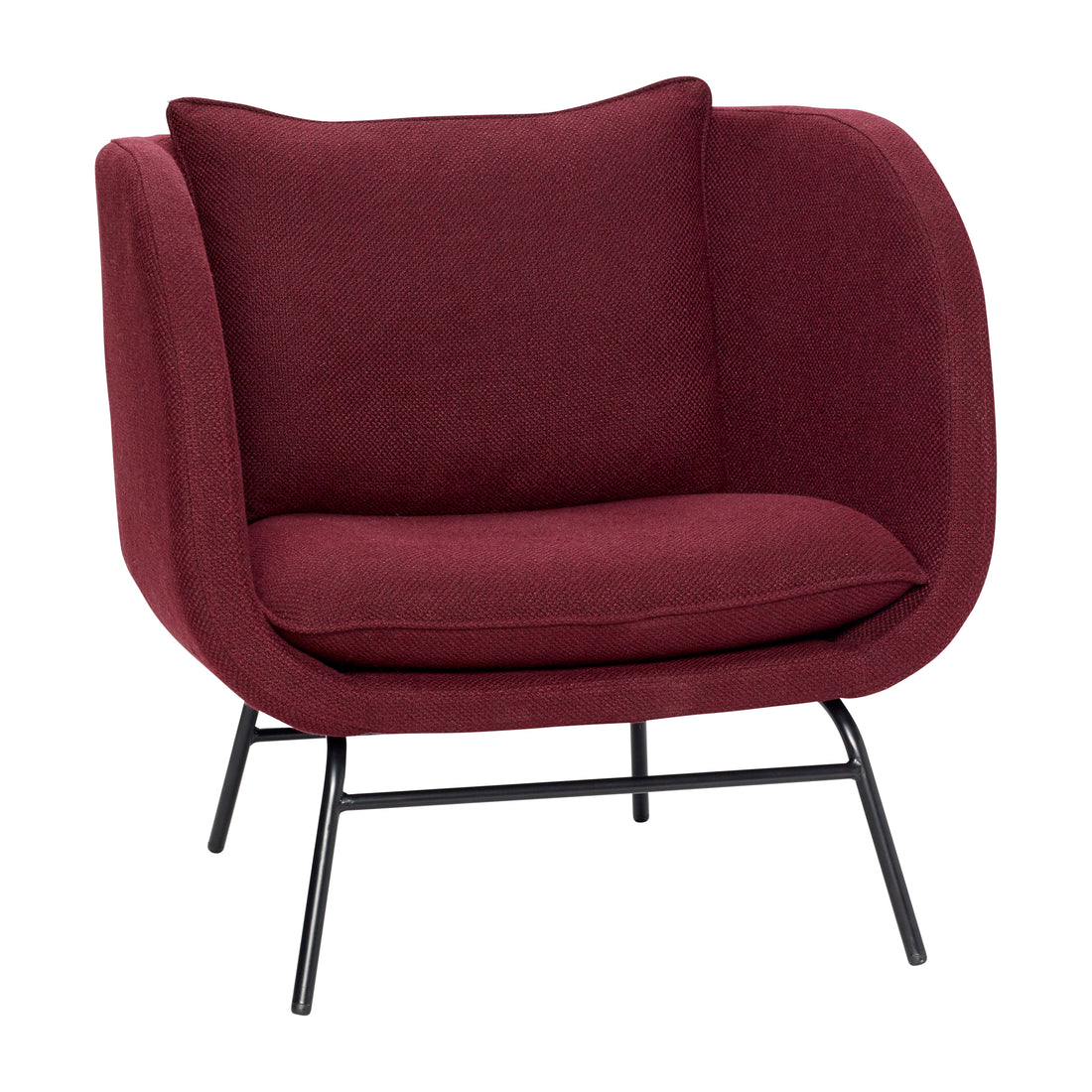 Hübsch Lænestol m/metalben, bordeaux/sort - 80x75xh77cm - DesignGaragen.dk.