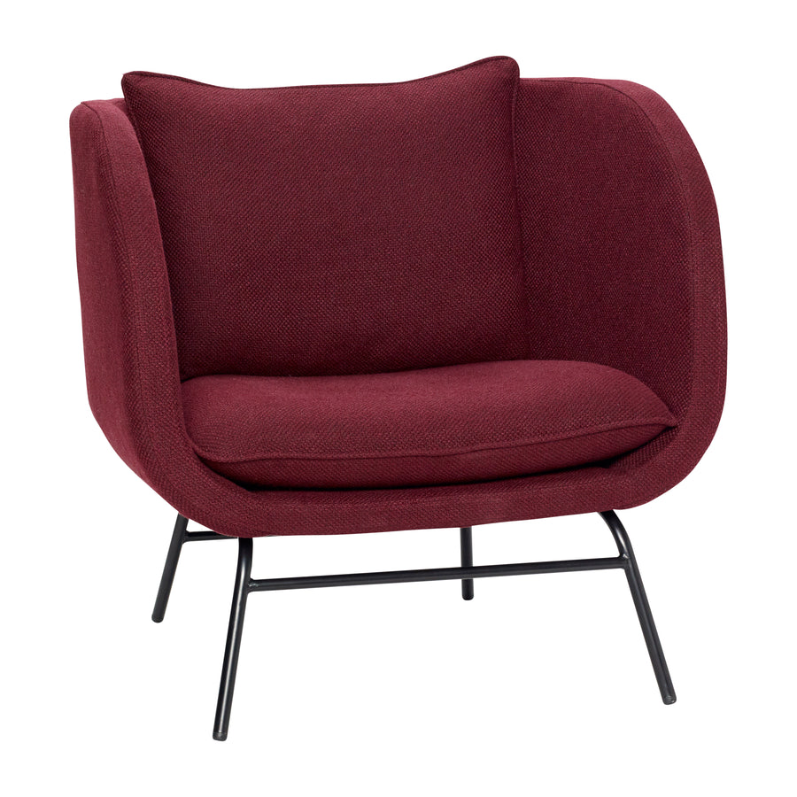 Hübsch Lænestol m/metalben, bordeaux/sort - 80x75xh77cm - DesignGaragen.dk.