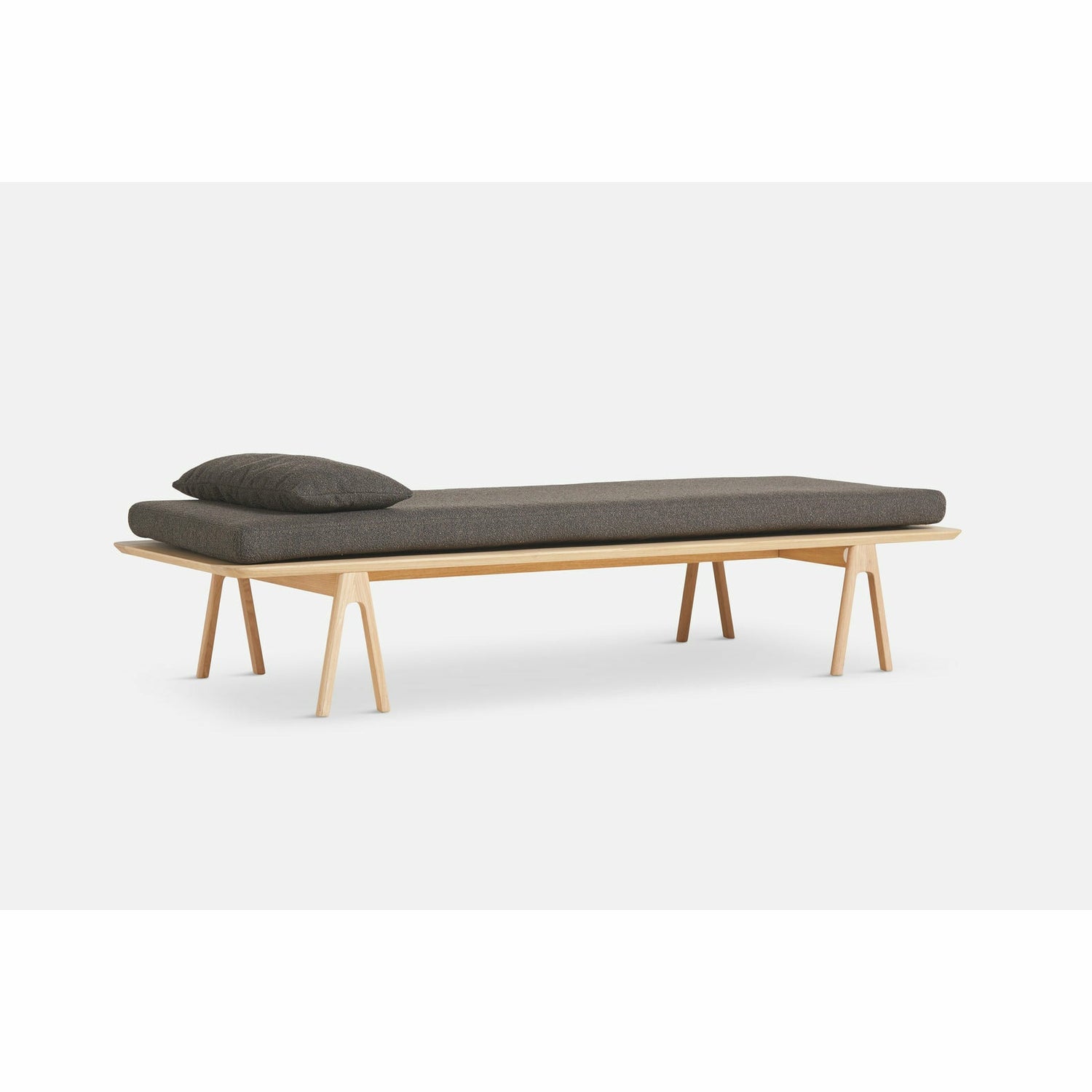 WOUD -  Level daybed - Dark brown bouclé/oak 190x76,50x41 cm