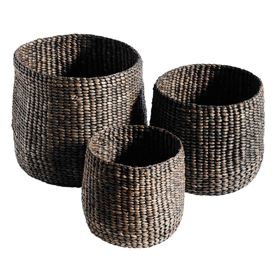 Muubs Kurv Round S/3 L, M + S - Sort - Vandhyacint - H: 48 Ø: 53 cm - DesignGaragen.dk.