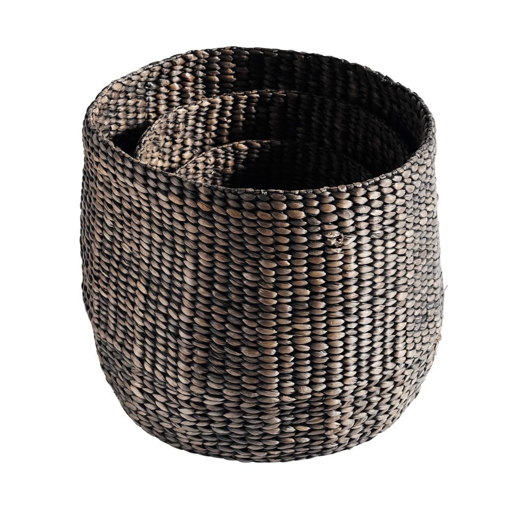 Muubs Kurv Round S/3 L, M + S - Sort - Vandhyacint - H: 48 Ø: 53 cm - DesignGaragen.dk.