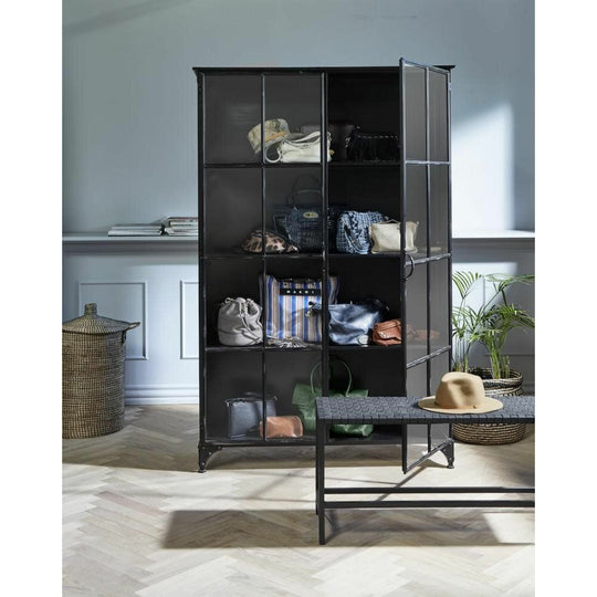 Nordal DOWNTOWN vitrineskab i jern - 185x120 - sort - Nordal - DesignGaragen.dk