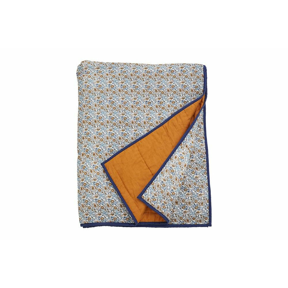 Nordal COSMO quiltet tæppe i bomuld - 140x210 - lys blå/brun