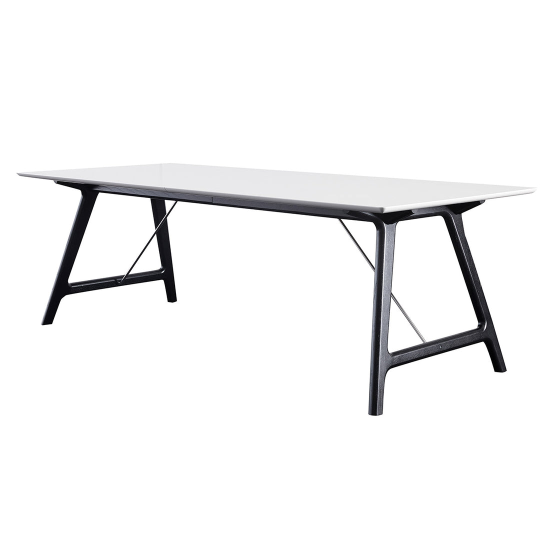 Andersen Furniture T7 udtræksbord i hvid laminat - understel i sort - 95x220xH72,5 cm - DesignGaragen.dk.