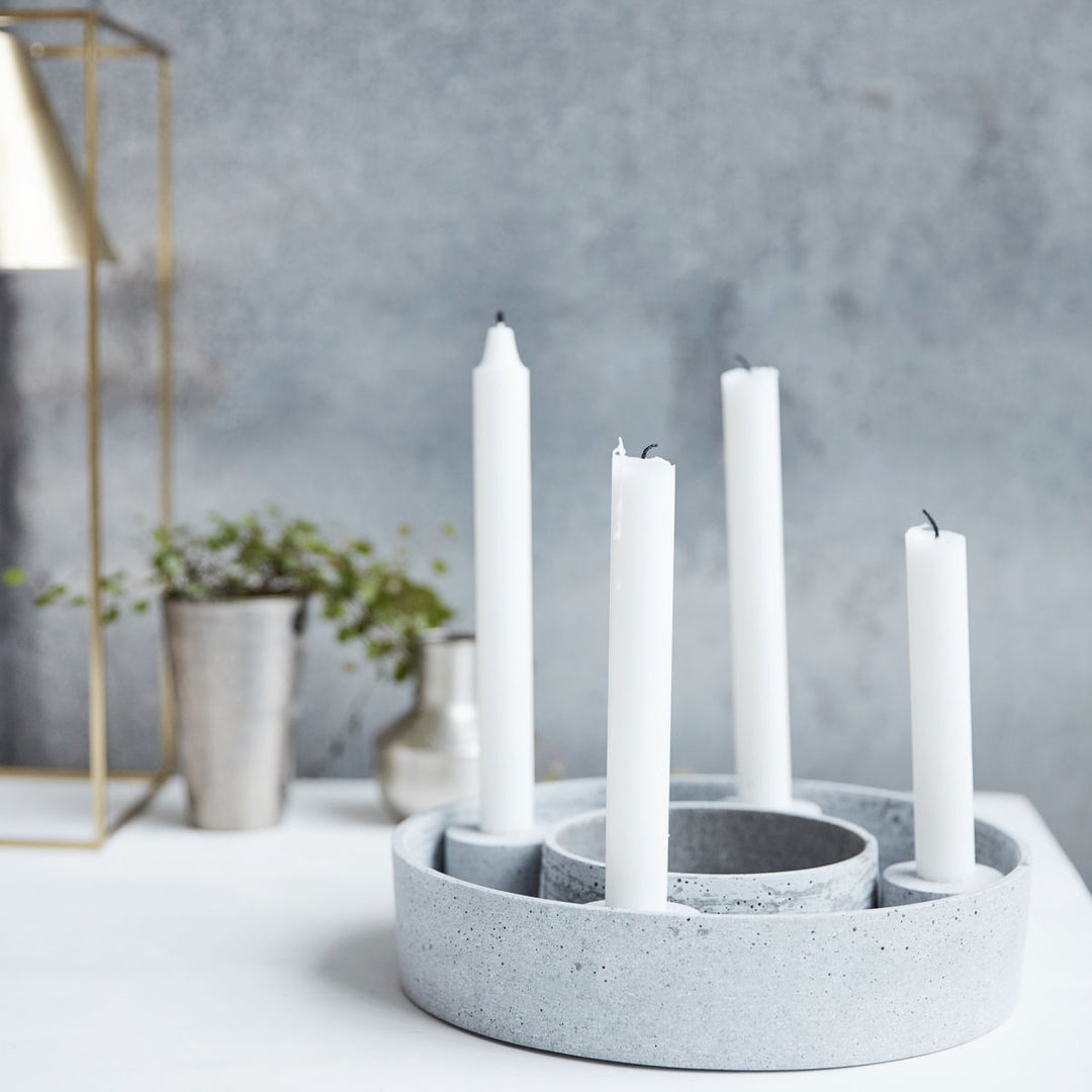 House Doctor - Lysestage, The Ring, Grå - h: 6 cm, dia: 26 cm