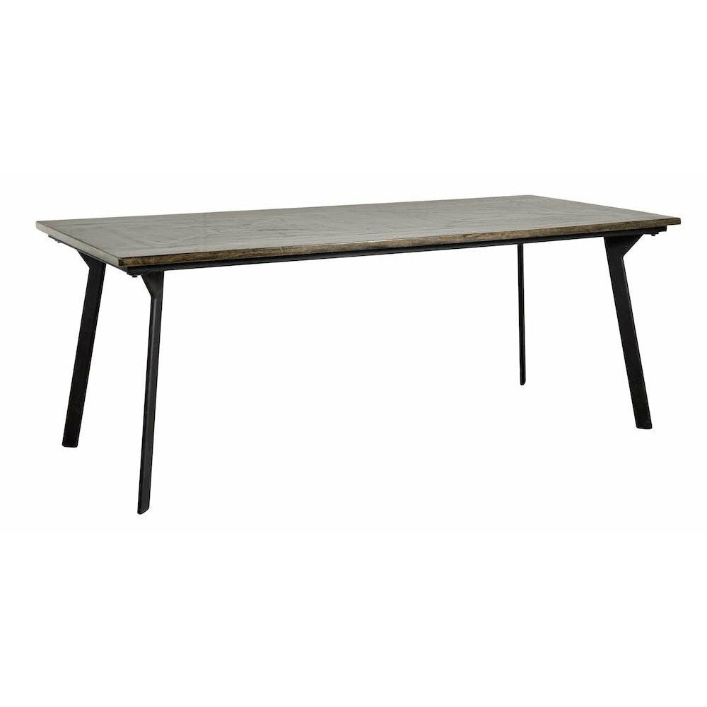 Nordal CHESTNUT spisebord i træ og jern - 200x90 - brun højglans