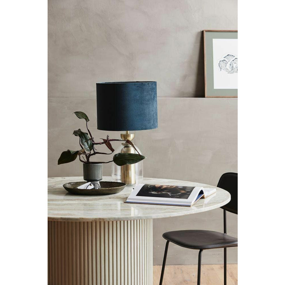 ERIE rundt spisebord i træ og marmor - ø140 cm - råhvid, brun, beige