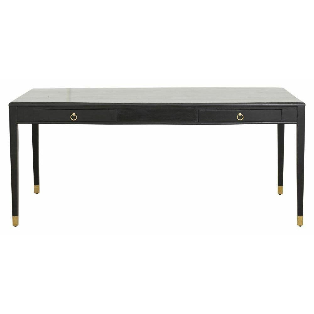EMS skrivebord i mangotræ - 179x90 - sort/guld finish