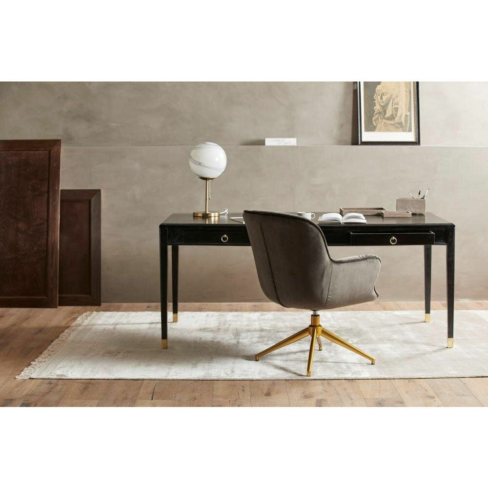 EMS skrivebord i mangotræ - 179x90 - sort/guld finish
