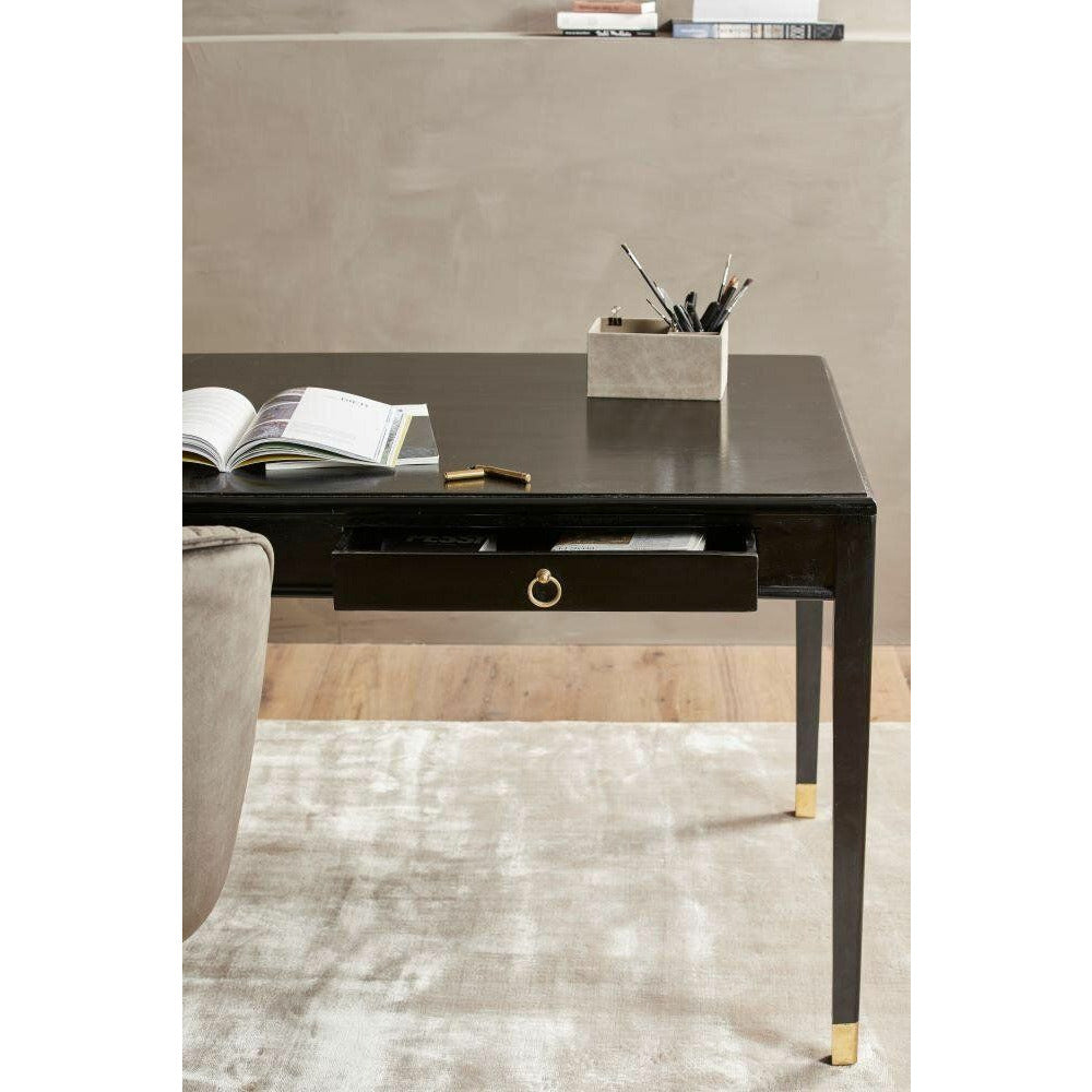 EMS skrivebord i mangotræ - 179x90 - sort/guld finish