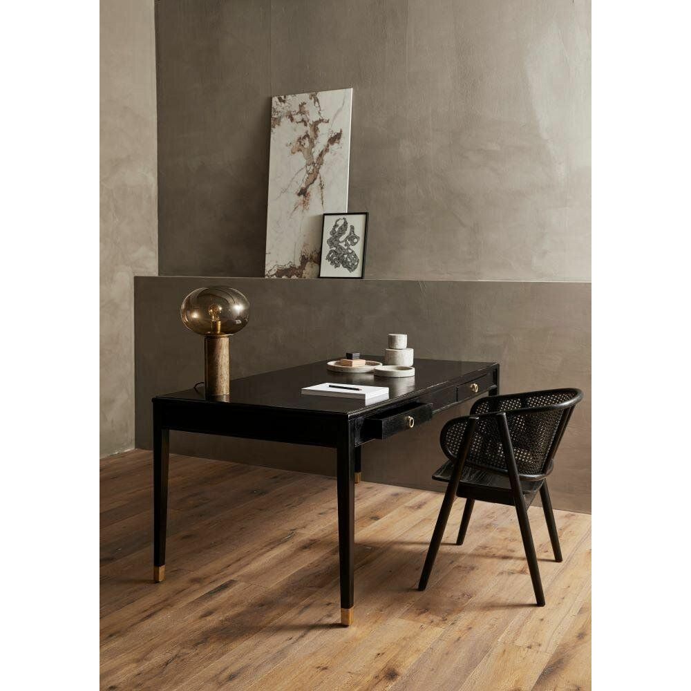 EMS skrivebord i mangotræ - 179x90 - sort/guld finish
