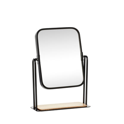 Hübsch Bordspejl m/fod, firkantet, træ/metal/glas, sort - 19x8xh27cm - DesignGaragen.dk.