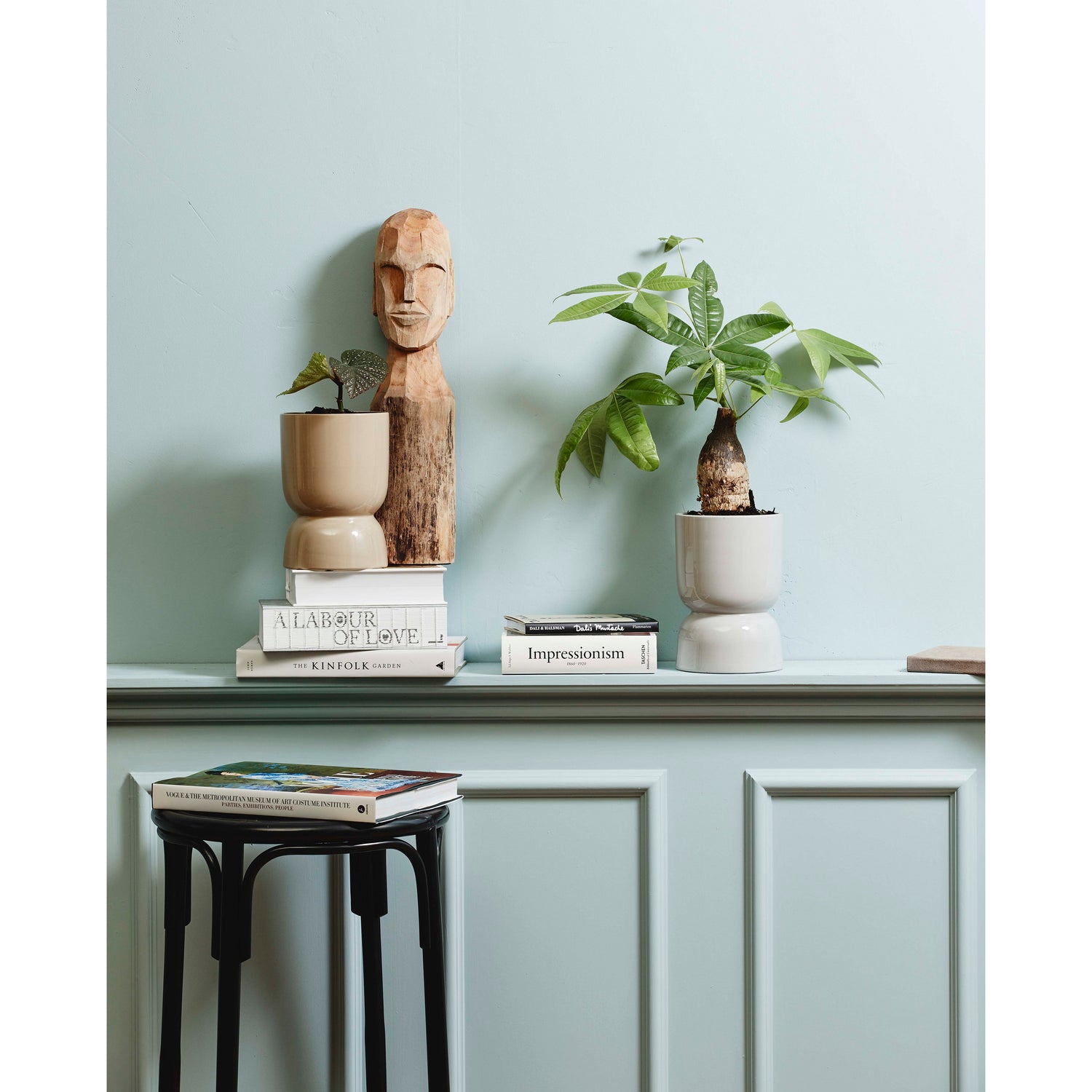 CUBA figur i træ med ansigt - large - h56 cm - natur