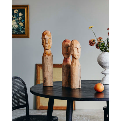 CUBA figur i træ med ansigt - large - h56 cm - natur