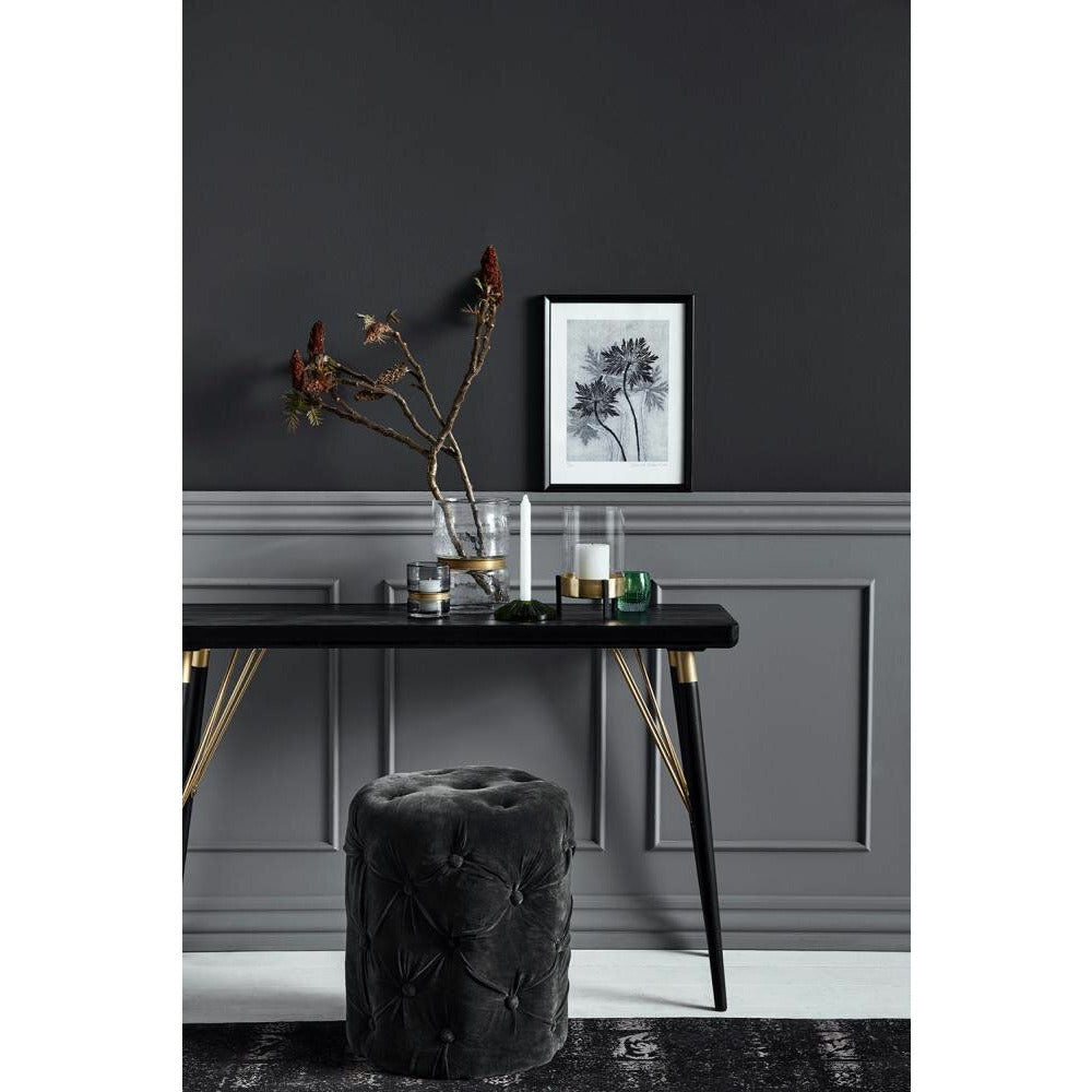 Nordal Konsolbord i træ - 120 x 40 cm - sort/mat guld