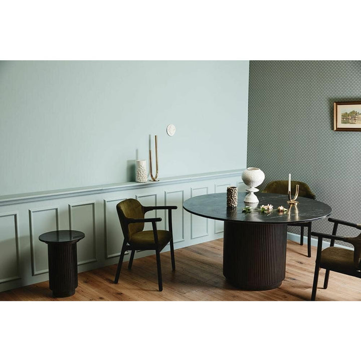 Nordal ERIE rundt spisebord i træ og marmor - ø140 cm - sort - Nordal - DesignGaragen.dk