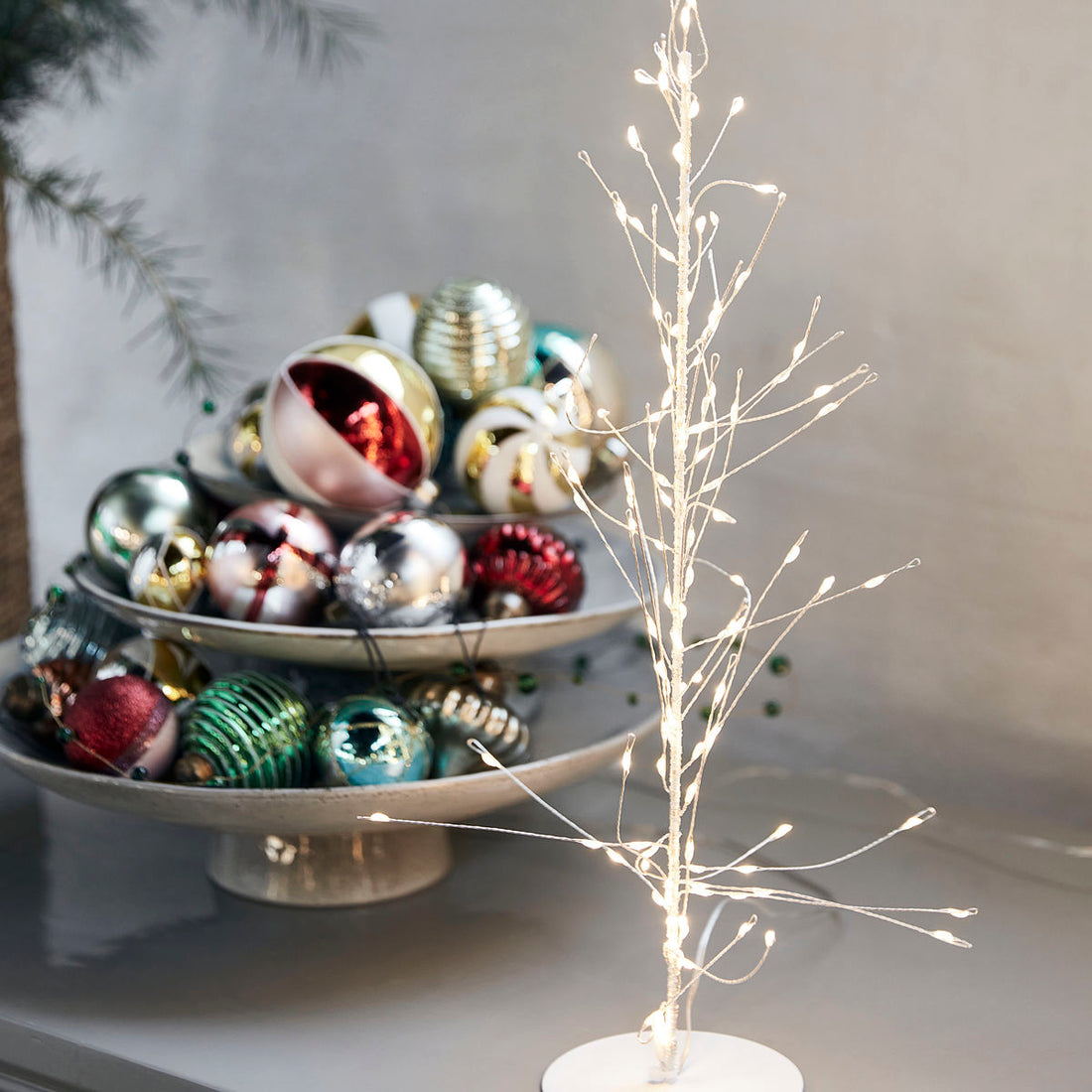 House Doctor-Juletræ i ståltråd, Glow, Hvid-h: 45 cm, dia: 12 cm