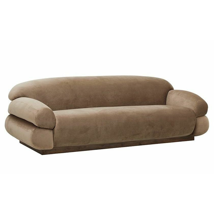 Nordal SOF sofa med betræk i velour - L214 cm - lys brun