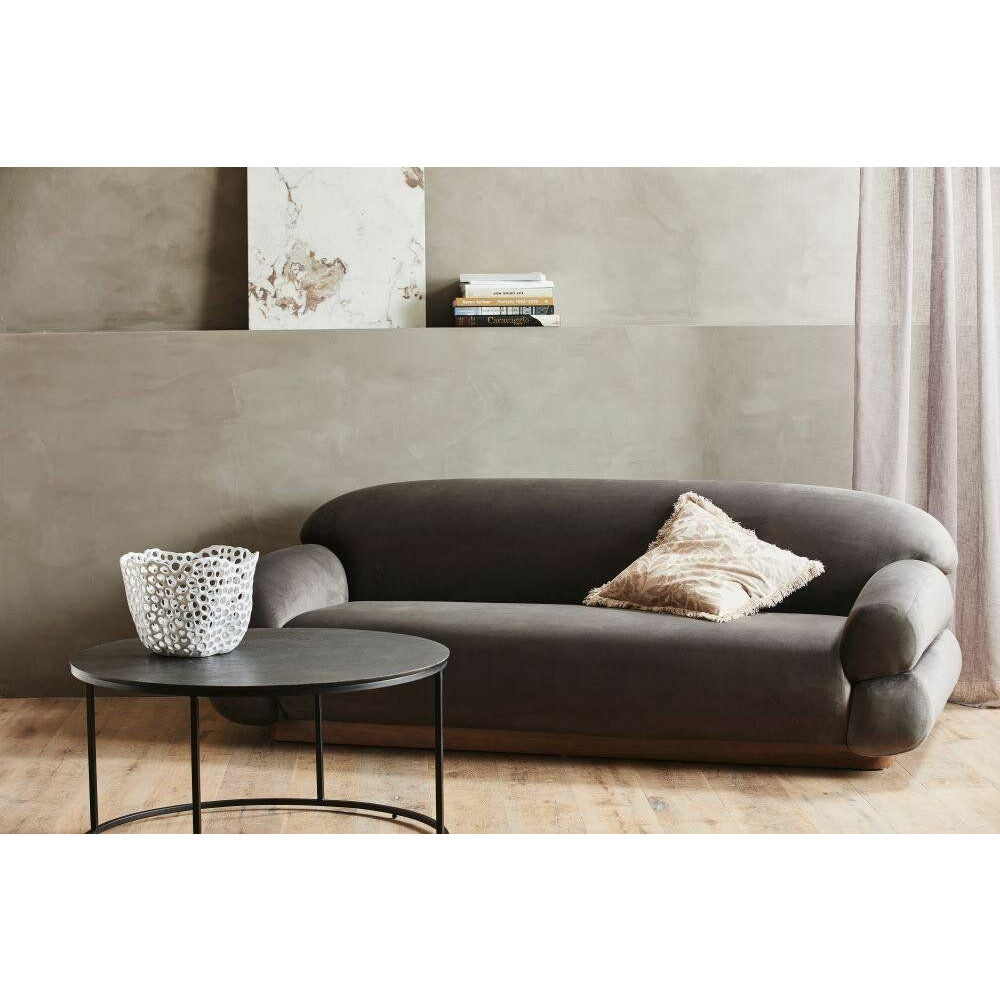 Nordal SOF sofa med betræk i velour - L214 cm - varm grå