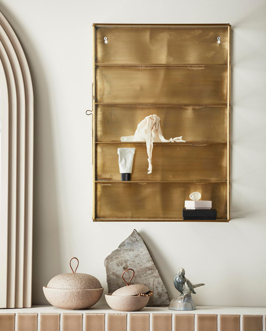 Nordal A/S ADA wall cabinet, M, 4 shelves, gold