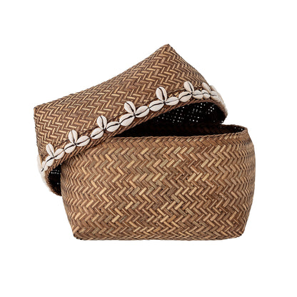 Bloomingville Seval Basket w/Lid, Natur, Bambus