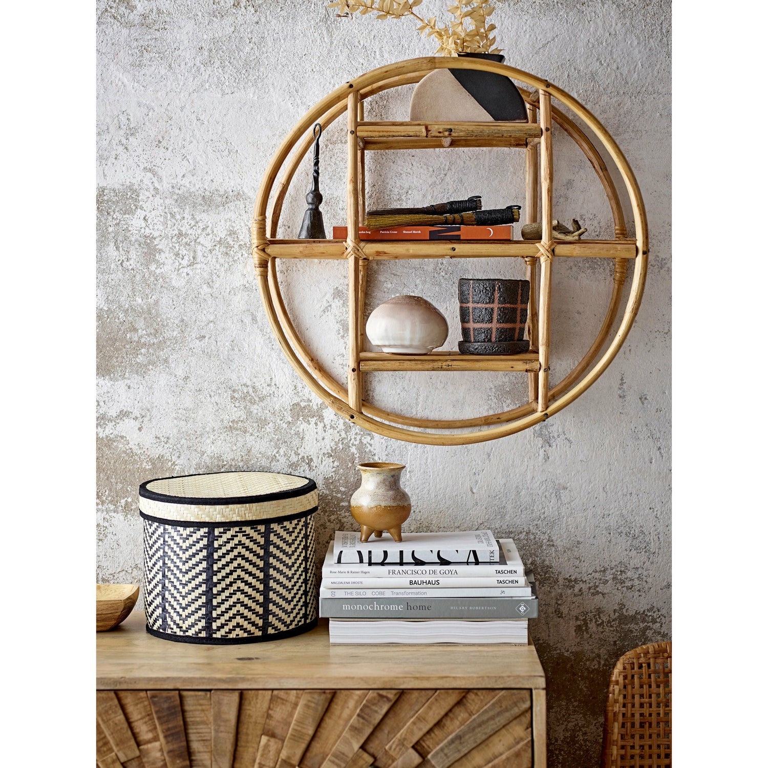 Bloomingville Islim Kurv m/Låg, Sort, Palm leaf - Bloomingville - DesignGaragen.dk