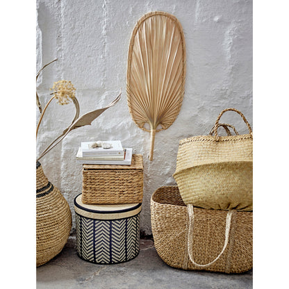 Bloomingville Islim Kurv m/Låg, Sort, Palm leaf - Bloomingville - DesignGaragen.dk