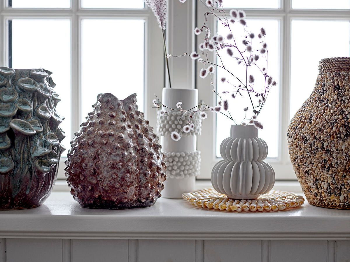 Bloomingville Barrit Vase, Hvid, Stentøj