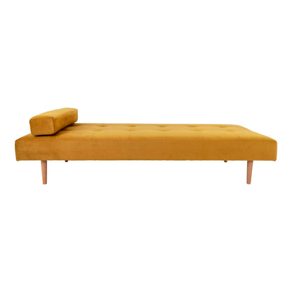 Capri Daybed - Daybed i velour, sennepsgul med natur træben, HN1004
