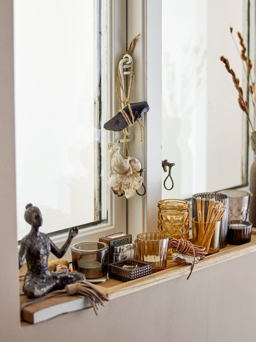 Bloomingville Sanga Bakke m/Fyrfadsstage, Brun, Glas - Bloomingville - DesignGaragen.dk